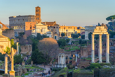 Ruins of Imperial Forum (Fori Imperiali) and Colosseum, UNESCO World Heritage Site, Rome, Lazio, Italy, Europe