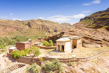 Orthodox old church of Abreha We Atsbeha built on the mountainside, Tigray Region, Ethiopia, Africa