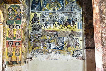 Fresco paintings in Abreha We Atsbeha church, Tigray Region, Ethiopia, Africa