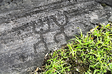 Rock drawings of human figures praying or dancing, Naquane National Park, Capo di Ponte, Valcamonica (Val Camonica), Brescia province, Lombardy, Italy, Europe