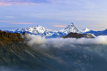 Sunrise on Matterhorn, Natural Park of Mont Avic, Aosta Valley, Graian Alps, Italy, Europe