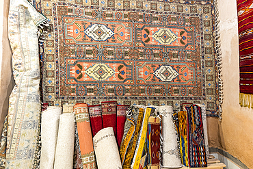 Traditional handmade carpets for sale, Atlas mountains, Ouarzazate province, Morocco, North Africa, Africa