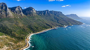 Aerial of the Twelve Apostles and Camps Bay, Cape Town, South Africa, Africa