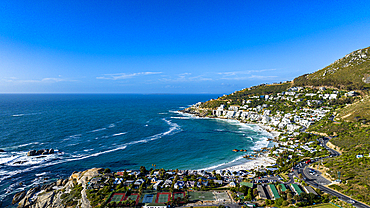 Aerial of the Twelve Apostles and Camps Bay, Cape Town, South Africa, Africa