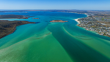 Aerial of the Langebaan Lagoon Marine Protected Area, West Coast National Park, Western Cape Province, South Africa, Africa