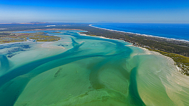 Aerial of the Langebaan Lagoon Marine Protected Area, West Coast National Park, Western Cape Province, South Africa, Africa