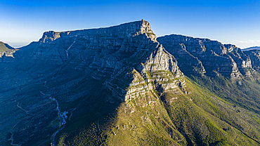 Aerial of the Table Mountain and the Twelve Apostles, Cape Town, South Africa, Africa