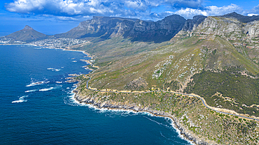 Aerial of Chapman´s Peak drive, Cape Town, Cape Peninsula, South Africa, Africa