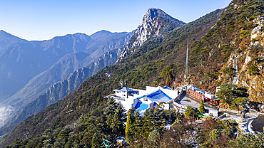 Aerial of Hanpo Pass, Mount Lu (Lushan), UNESCO World Heritage Site, Jiujiang, Jiangxi, China, Asia