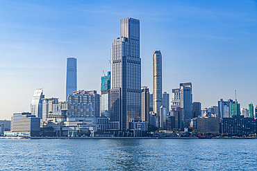 Highrise buildings in Victoria harbour, Hong Kong, China, Asia