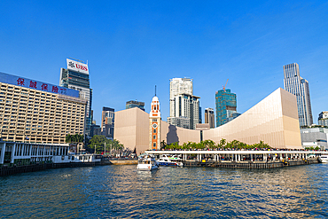 Clock tower in Victoria harbour, Hongkong, China, Asia