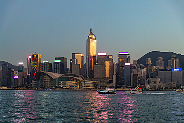 Highrise buildings in Victoria harbour, Hong Kong, China, Asia