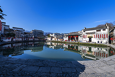 Pond in Hongcun historical village, UNESCO World Heritage Site, Huangshan, Anhui, China, Asia