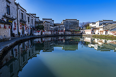 Pond in Hongcun historical village, UNESCO World Heritage Site, Huangshan, Anhui, China, Asia