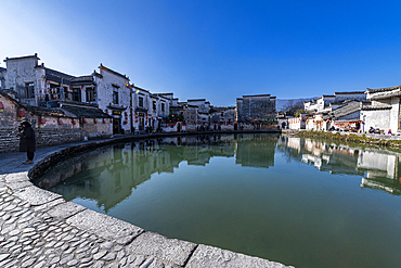 Pond in Hongcun historical village, UNESCO World Heritage Site, Huangshan, Anhui, China, Asia