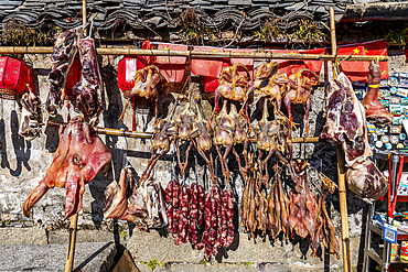 Meat market, Hongcun historical village, UNESCO World Heritage Site, Huangshan, Anhui, China, Asia