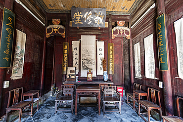 Interior, Old trade house, Hongcun historical village, UNESCO World Heritage Site, Huangshan, Anhui, China, Asia