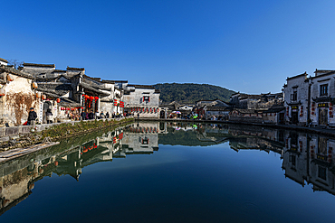 Pond in Hongcun historical village, UNESCO World Heritage Site, Huangshan, Anhui, China, Asia