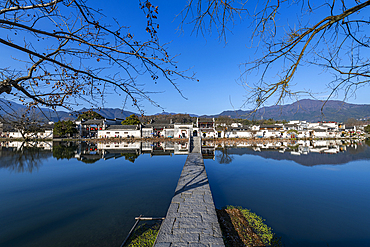 Pond around Hongcun historical village, UNESCO World Heritage Site, Huangshan, Anhui, China, Asia