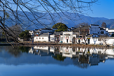 Pond around Hongcun historical village, UNESCO World Heritage Site, Huangshan, Anhui, China, Asia