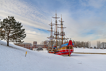 Replica of an old Russian sailing boat, Volga Manor, Harbin, Heilongjiang, China, Asia