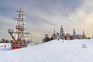 Replica of an old Russian sailing boat, Volga Manor, Harbin, Heilongjiang, China, Asia