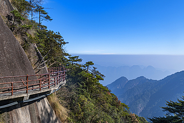 Walkway cut in the granite, The Taoist Sanqing Mountain, UNESCO World Heritage Site, Jiangxi, China, Asia