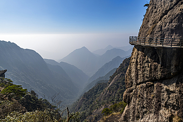 Walkway cut in the granite, The Taoist Sanqing Mountain, UNESCO World Heritage Site, Jiangxi, China, Asia