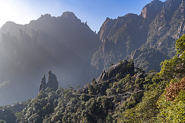 Giant granite pillar, The Taoist Sanqing Mountain, UNESCO World Heritage Site, Jiangxi, China, Asia