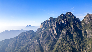 Aerial of the Taoist Sanqing Mountain, UNESCO World Heritage Site, Jiangxi, China, Asia