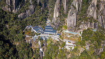 Aerial of the Taoist Sanqing Mountain, UNESCO World Heritage Site, Jiangxi, China, Asia