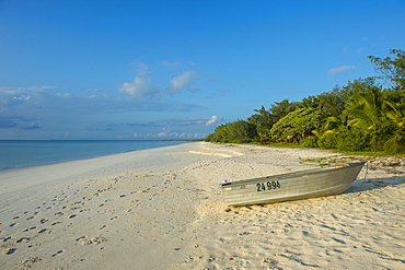 White sand beach at sunset, Ouvea, Loyalty Islands, New Caledonia, Pacific