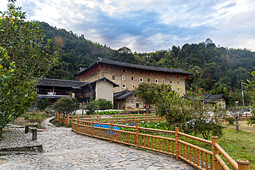 Hegui square building, UNESCO World Heritage Site, Fujian Tulou rural dwelling of the Hakka, Yunshuiyao Ancient Town, Fujian, China, Asia