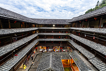 Hegui square building, UNESCO World Heritage Site, Fujian Tulou rural dwelling of the Hakka, Yunshuiyao Ancient Town, Fujian, China, Asia