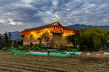 Hegui square building, UNESCO World Heritage Site, Fujian Tulou rural dwelling of the Hakka, Yunshuiyao Ancient Town, Fujian, China, Asia