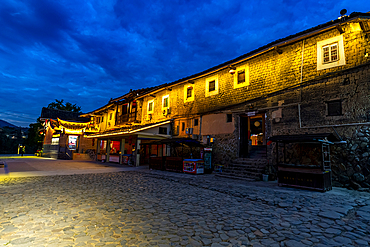 Night shot of the Yunshuiyao Ancient Town, Hakka, Fujian, China, Asia