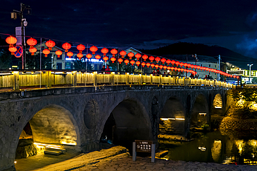 Night shot of the Yunshuiyao Ancient Town, Hakka, Fujian, China, Asia