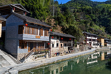 Old houses in Taxia historic village, Fujian Tulou, rural dwelling of the Hakka, Fujian, China, Asia