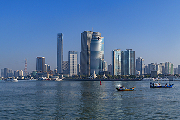 Skyline of Xiamen from Kulangsu International Settlement, Xiamen, Fujian, China, Asia