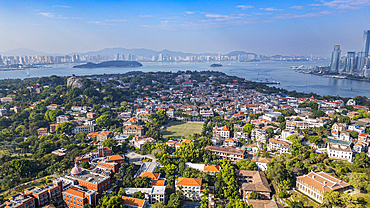 Aerial of Kulangsu International Settlement, UNESCO World Heritage Site, Xiamen, Fujian, China, Asia