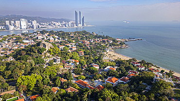 Aerial of Kulangsu International Settlement, UNESCO World Heritage Site, Xiamen, Fujian, China, Asia