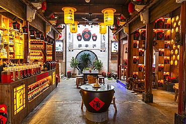 Tea shop in the historic ancient village of Xidi, Anhui, China, Asia