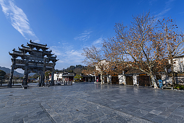 Entrance gate to Xidi historic ancient village, UNESCO World Heritage Site, Xidi, Anhui, China, Asia