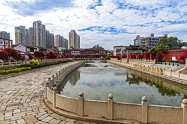 Little pond in the historic center of Zhangzhou, Fujian, China, Asia