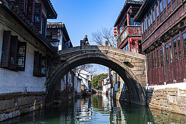 Water channel, Zhouzhuang water town, Jiangsu, China, Asia