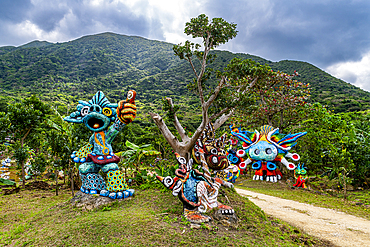 Eclectic Okinawan sculpture park near Yonehara Beach, Ishigaki, Yaeyama island group, Japan, Asia