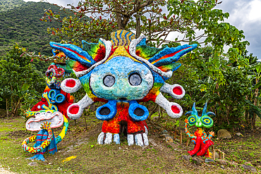 Eclectic Okinawan sculpture park near Yonehara Beach, Ishigaki, Yaeyama island group, Japan, Asia