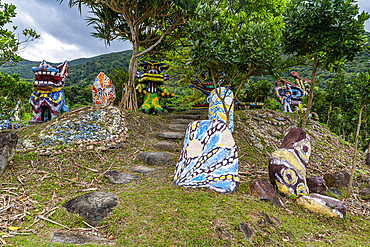 Eclectic Okinawan sculpture park near Yonehara Beach, Ishigaki, Yaeyama island group, Japan, Asia