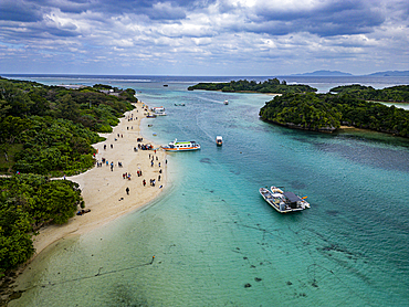 Aerial of Kabira Bay, Ishigaki, Yaeyama island group, Japan, Asia