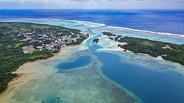 Aerial of Kabira Bay, Ishigaki, Yaeyama island group, Japan, Asia